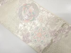 向かい孔雀に華紋織り出し　袋帯